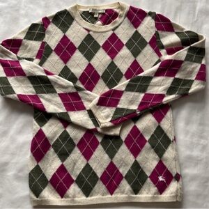 Burberry Argyle Crewneck Sweater - Cream, Pink, and Green